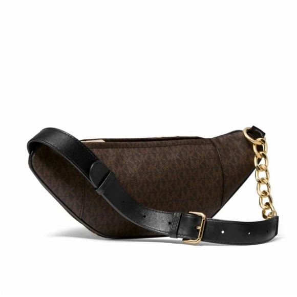 MICHAEL KORS MOTT FUR MD WAIST PACK BELT BAG BROWN MULTI WITH GOLD HARDWARE - Picture 3 of 12